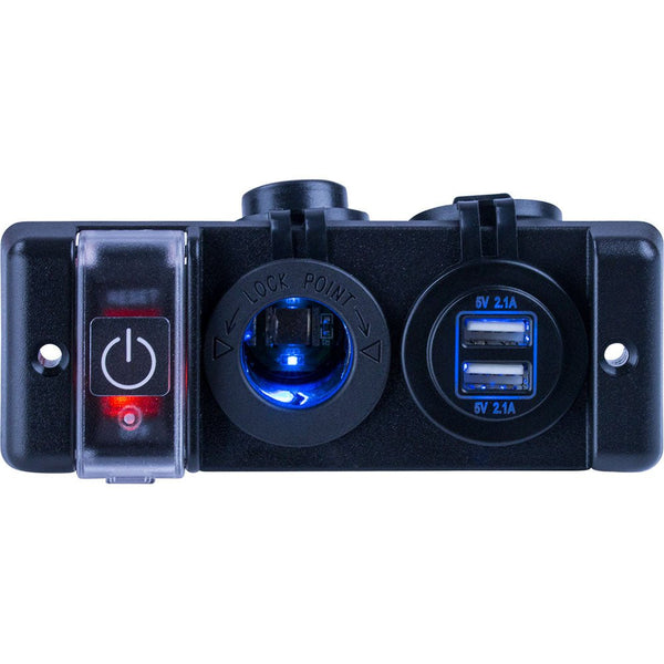 Sea-Dog Double USB Power Socket Panel w/Breaker Switch [426506-1] - Houseboatparts.com