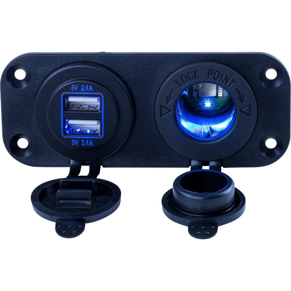 Sea-Dog Double USB Power Socket Panel [426505-1] - Houseboatparts.com