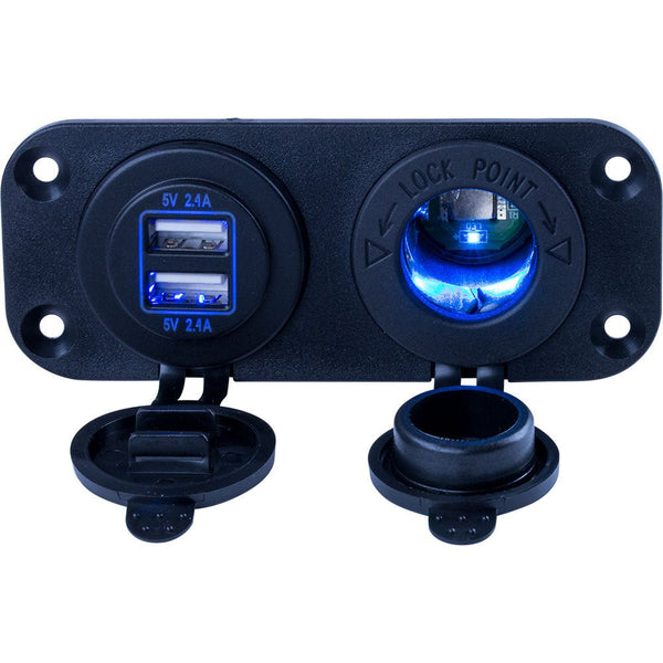 Sea-Dog Double USB Power Socket Panel [426505-1] - Houseboatparts.com