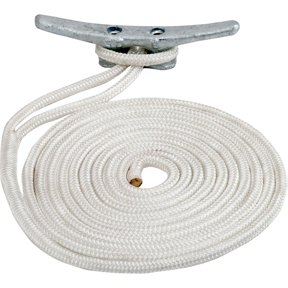 Sea-Dog Double Braided Nylon Dock Line - 3/8" x 10 - White [302110010WH-1] - Houseboatparts.com