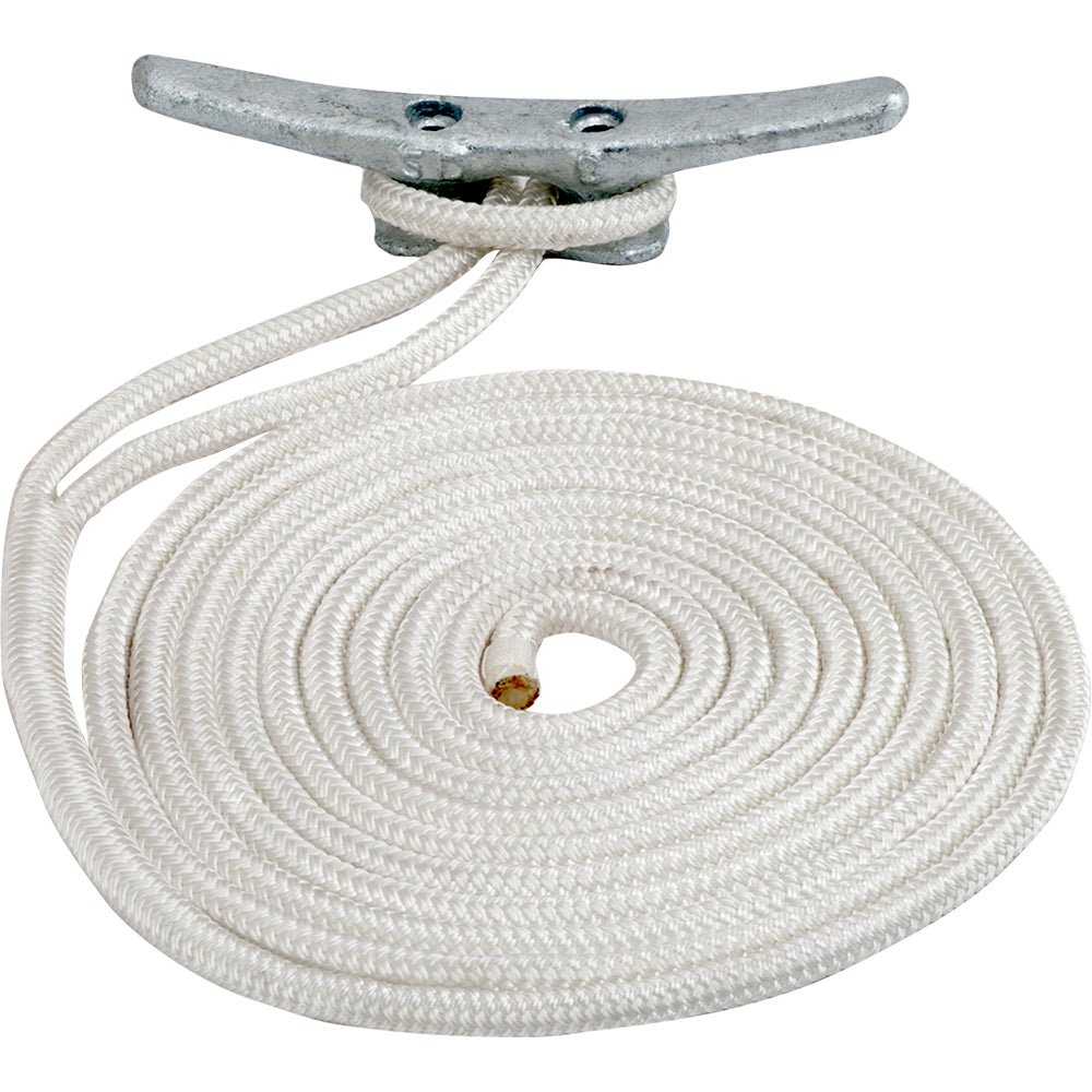 Sea-Dog Double Braided Nylon Dock Line - 5/8" x 25 - White [302116025WH-1] - Houseboatparts.com