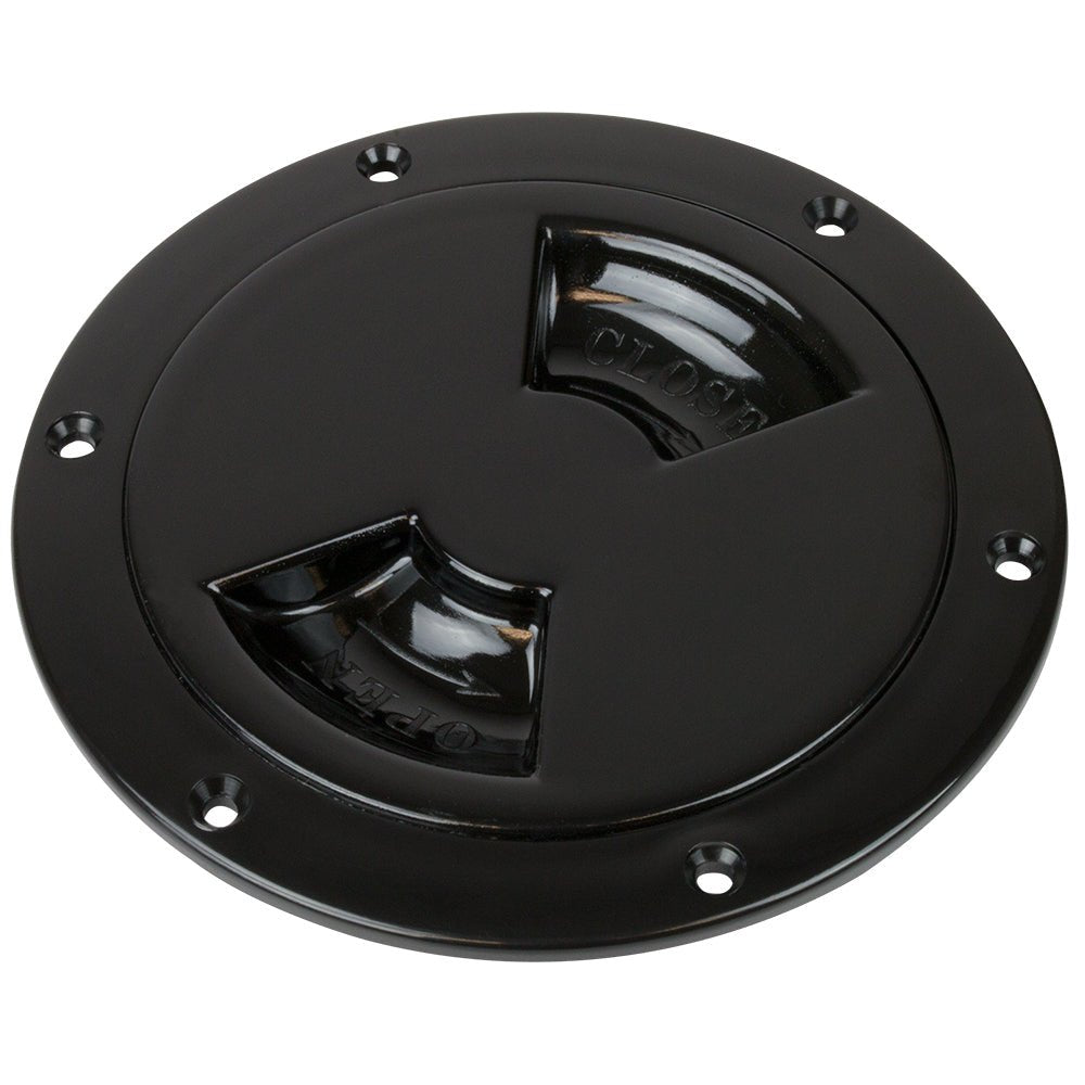 Sea-Dog Quarter-Turn Smooth Deck Plate w/Internal Collar - Black - 4" [336345-1] - Houseboatparts.com