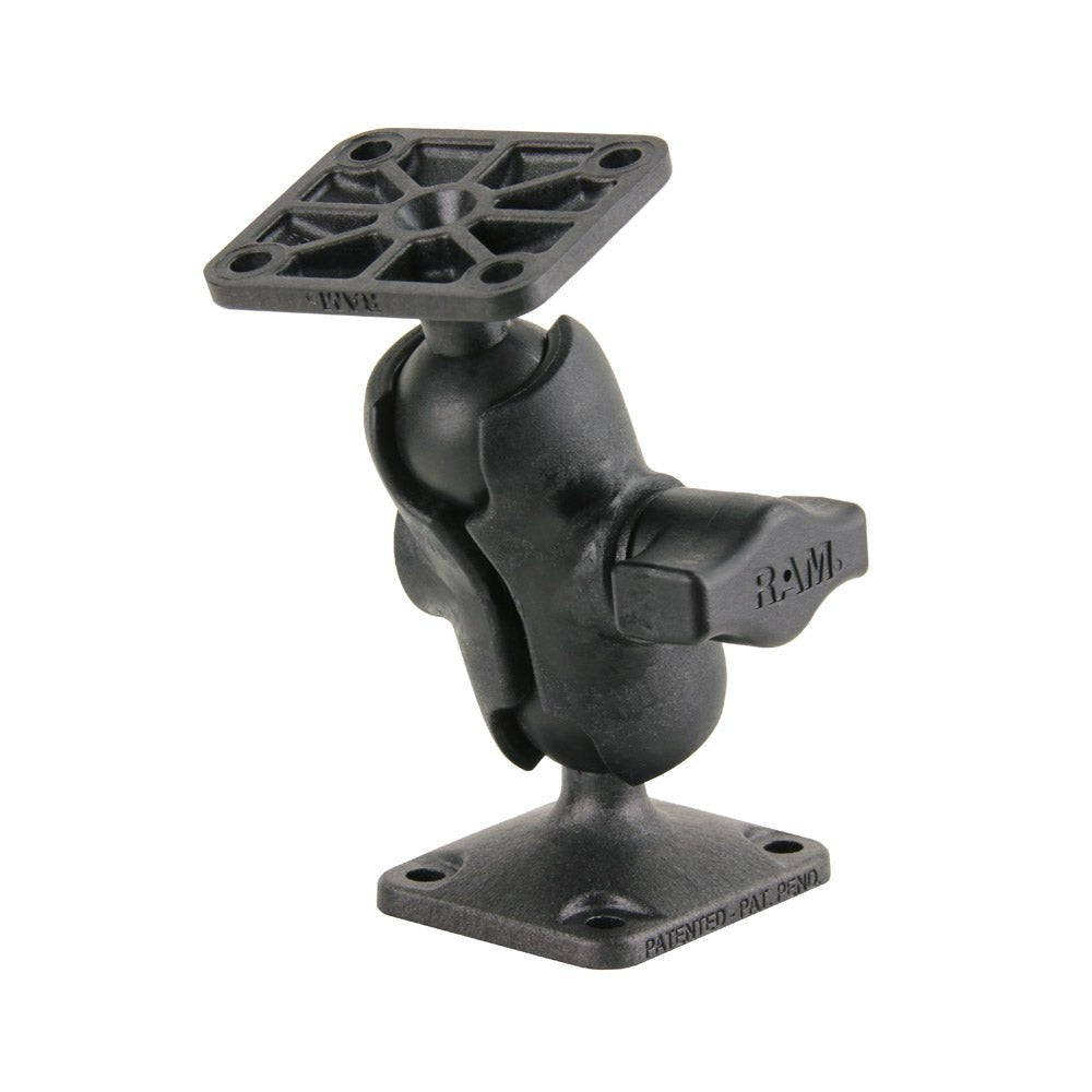 RAM Mount Composite Drill-Down Double Ball Mount w/Rectangle AMPS Plates [RAP-B-141U-A] - Houseboatparts.com