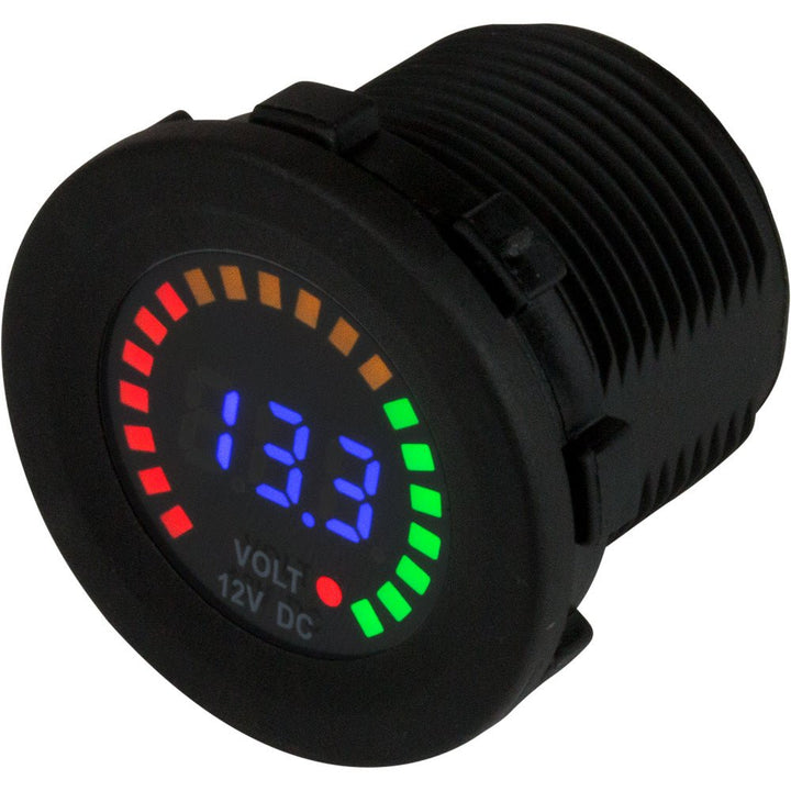 Sea-Dog Round Voltage Meter DC - 5V-15V w/Rainbow Dial [421617-1] - Houseboatparts.com