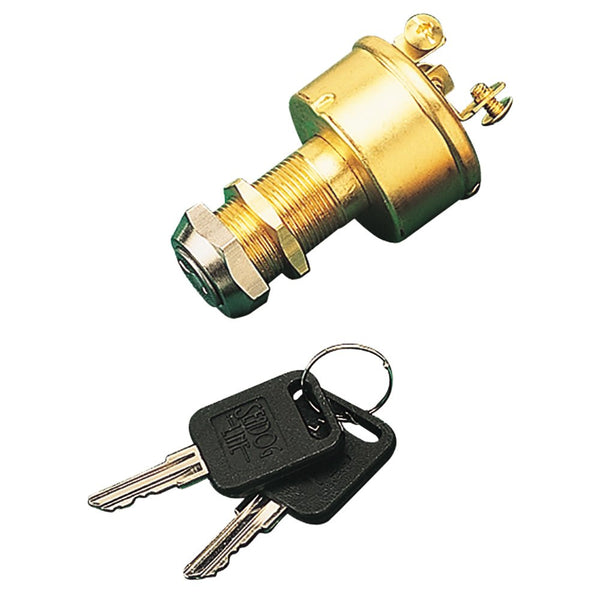 Sea-Dog Brass 3-Position Key Ignition Switch [420350-1] - Houseboatparts.com