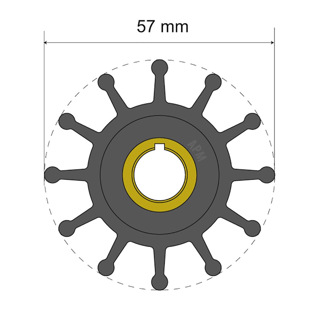 Albin Group Premium Impeller Kit 57 x 12.7 x 20mm - 12 Blade - Key Insert [06-01-013] - Houseboatparts.com