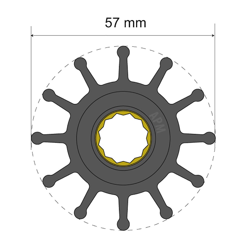 Albin Group Premium Impeller Kit 57 x 16 x 48.2mm - 12 Blade - Spline Insert [06-01-014] - Houseboatparts.com