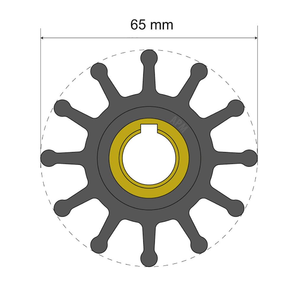 Albin Group Premium Impeller Kit 65 x 15.8 x 41.5mm - 12 Blade - Key Insert [06-01-018] - Houseboatparts.com