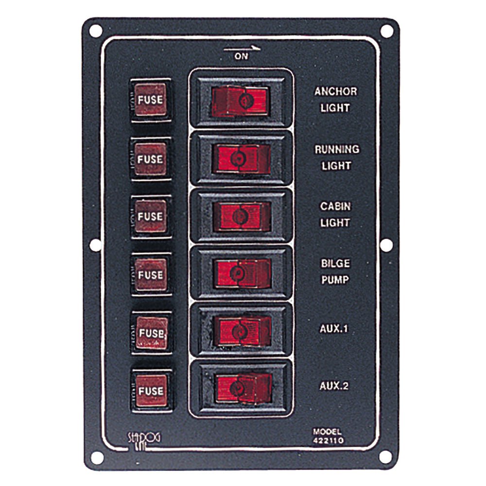 Sea-Dog Aluminum Switch Panel Vertical - 6 Switch [422110-1] - Houseboatparts.com