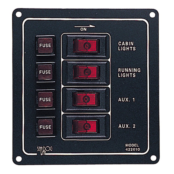 Sea-Dog Aluminum Switch Panel - Vertical - 4 Switch [422010-1] - Houseboatparts.com