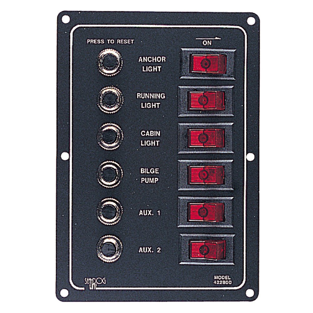 Sea-Dog Aluminum Circuit Breaker Panel - 6 Circuit [422800-1] - Houseboatparts.com