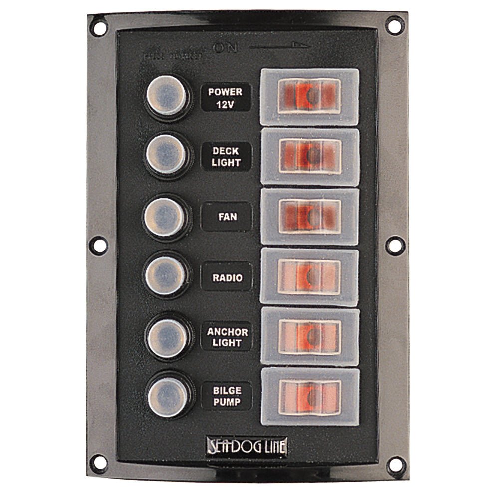 Sea-Dog Splash Guard Circuit Breaker Panel - 6 Circuit [424806-1] - Houseboatparts.com