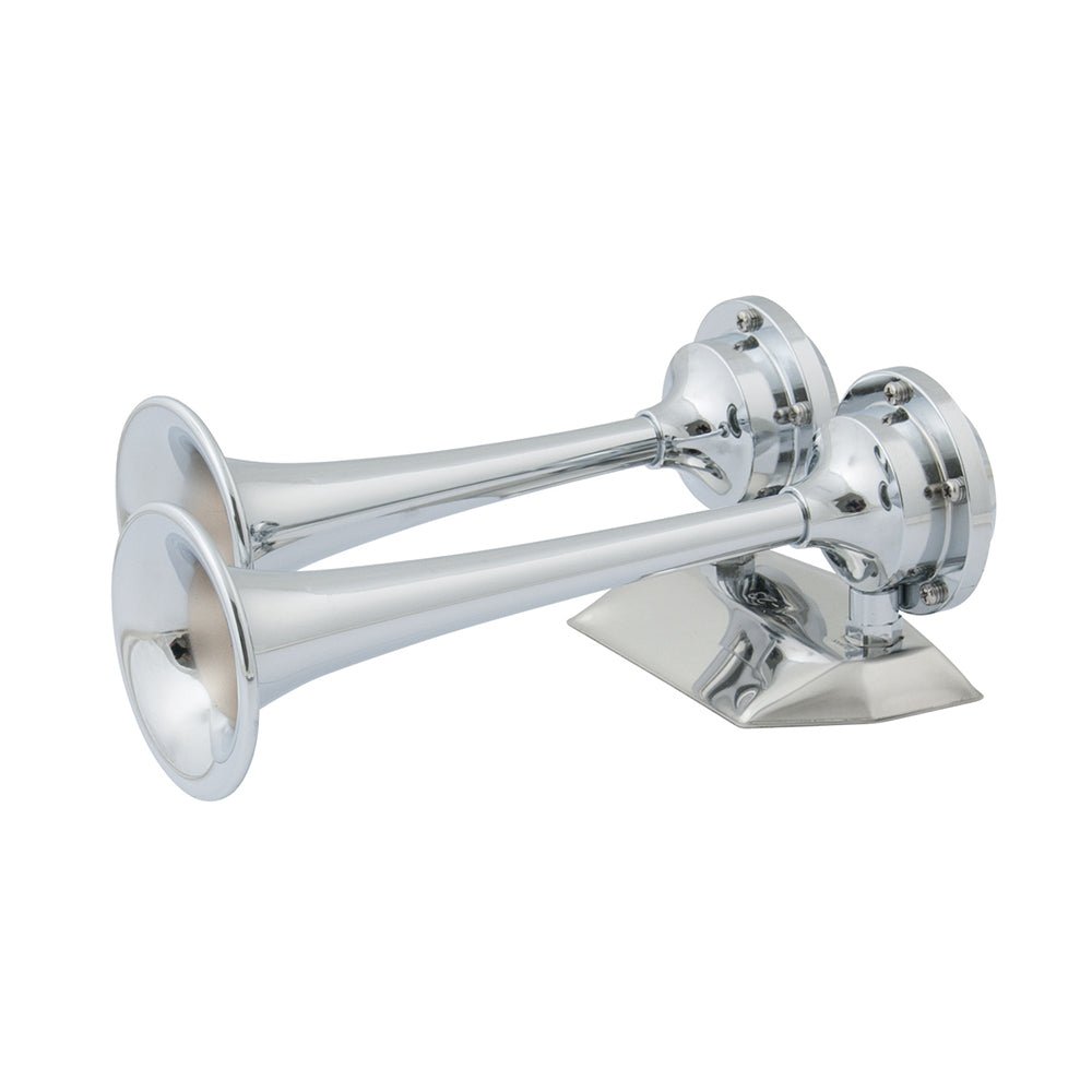 Marinco 12V Chrome Plated Dual Trumpet Mini Air Horn [10108] - Houseboatparts.com