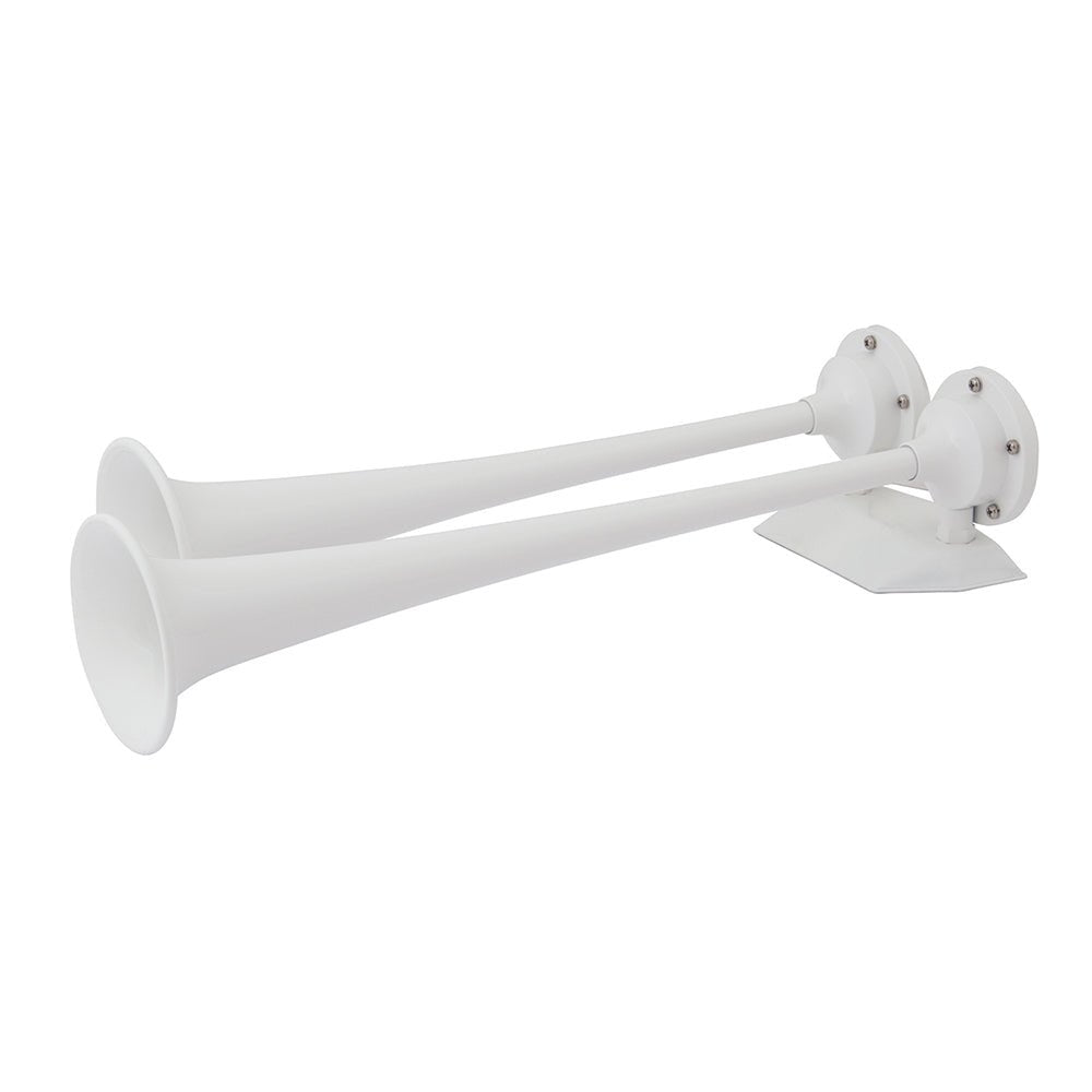 Marinco 12V White Epoxy Coated Dual Trumpet Air Horn [10122] - Houseboatparts.com