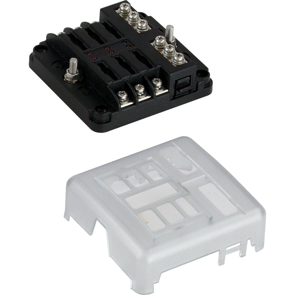 Sea-Dog Blade Style LED Indicator Fuse Block w/Negative Bus Bar - 6 Circuit [445185-1] - Houseboatparts.com