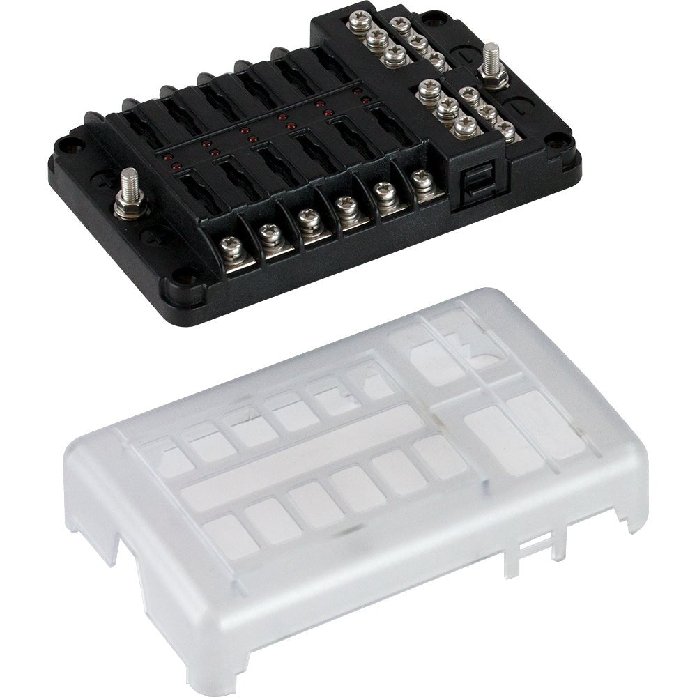 Sea-Dog Blade Style LED Indicator Fuse Block w/Negative Bus Bar - 12 Circuit [445188-1] - Houseboatparts.com