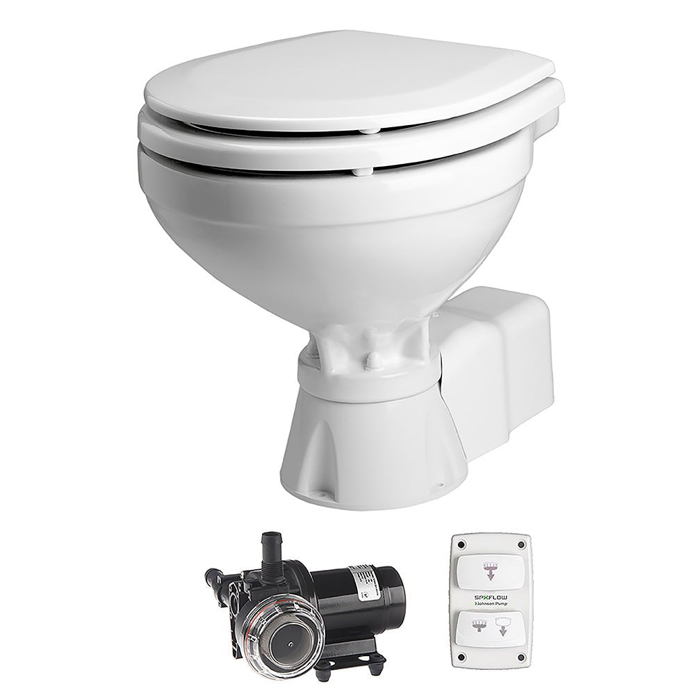 Johnson Pump AquaT Toilet Silent Electric Compact - 12V w/Pump [80-47231-01] - Houseboatparts.com