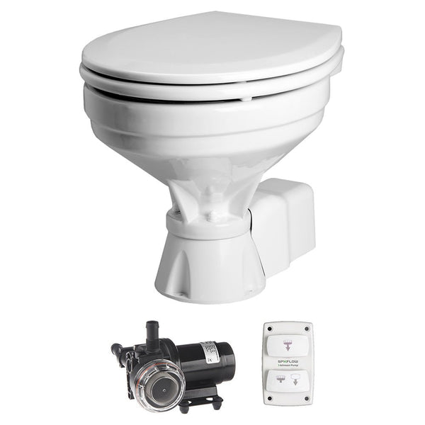 Johnson Pump AquaT Toilet Silent Electric Comfort - 12V w/Pump [80-47232-01] - Houseboatparts.com