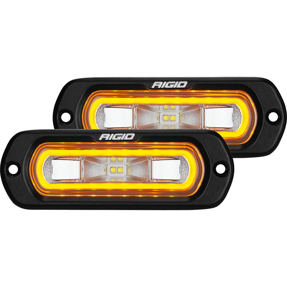 RIGID Industries SR-L Series Flush Mount Spreader Light - Black Housing - Amber Halo [53223] - Houseboatparts.com