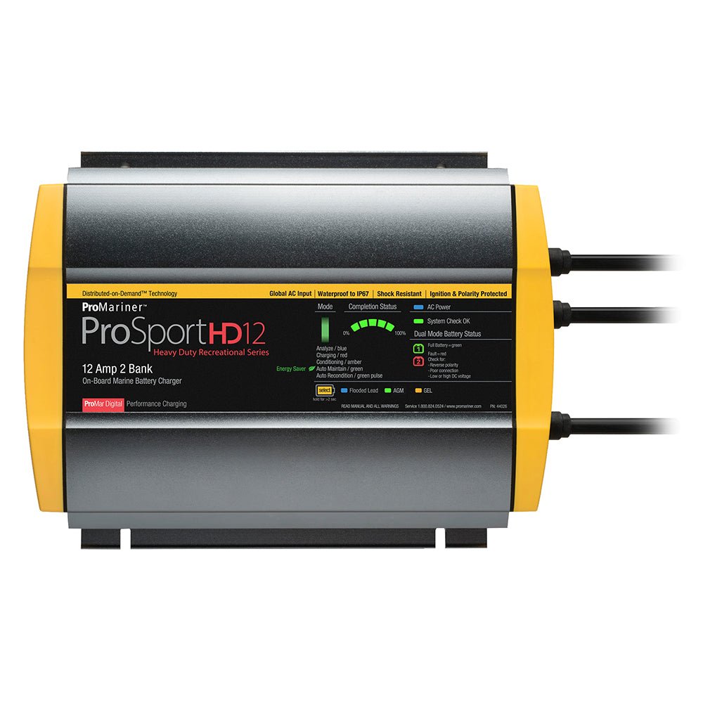 ProMariner ProSportHD 12 Global Gen 4 - 12 Amp - 2 Bank Battery Charger [44026] - Houseboatparts.com