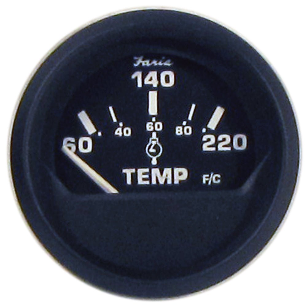 Faria Euro Black 2" Cylinder Head Temperature Gauge (60 to 220 F) with Sender [12819] - Houseboatparts.com