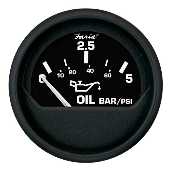 Faria Euro Black 2" Oil Pressure Gauge - Metric (5 Bar) [12805] - Houseboatparts.com