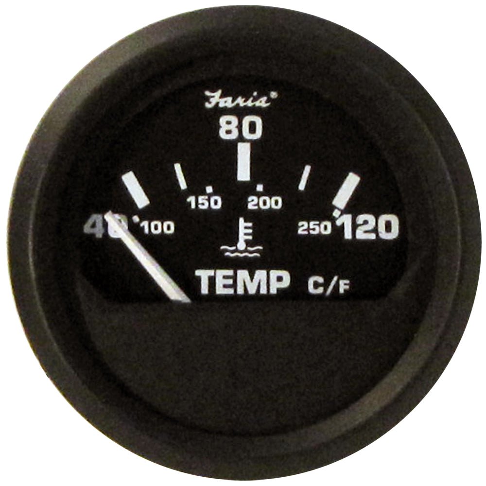 Faria Euro Black 2" Water Temperature Gauge - Metric (40 to 120 C) [12814] - Houseboatparts.com