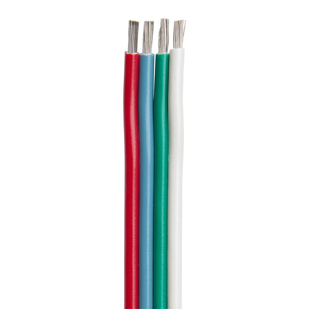 Ancor Flat Ribbon Bonded RGB Cable 18/4 AWG - Red, Light Blue, Green White - 100 [160010] - Houseboatparts.com