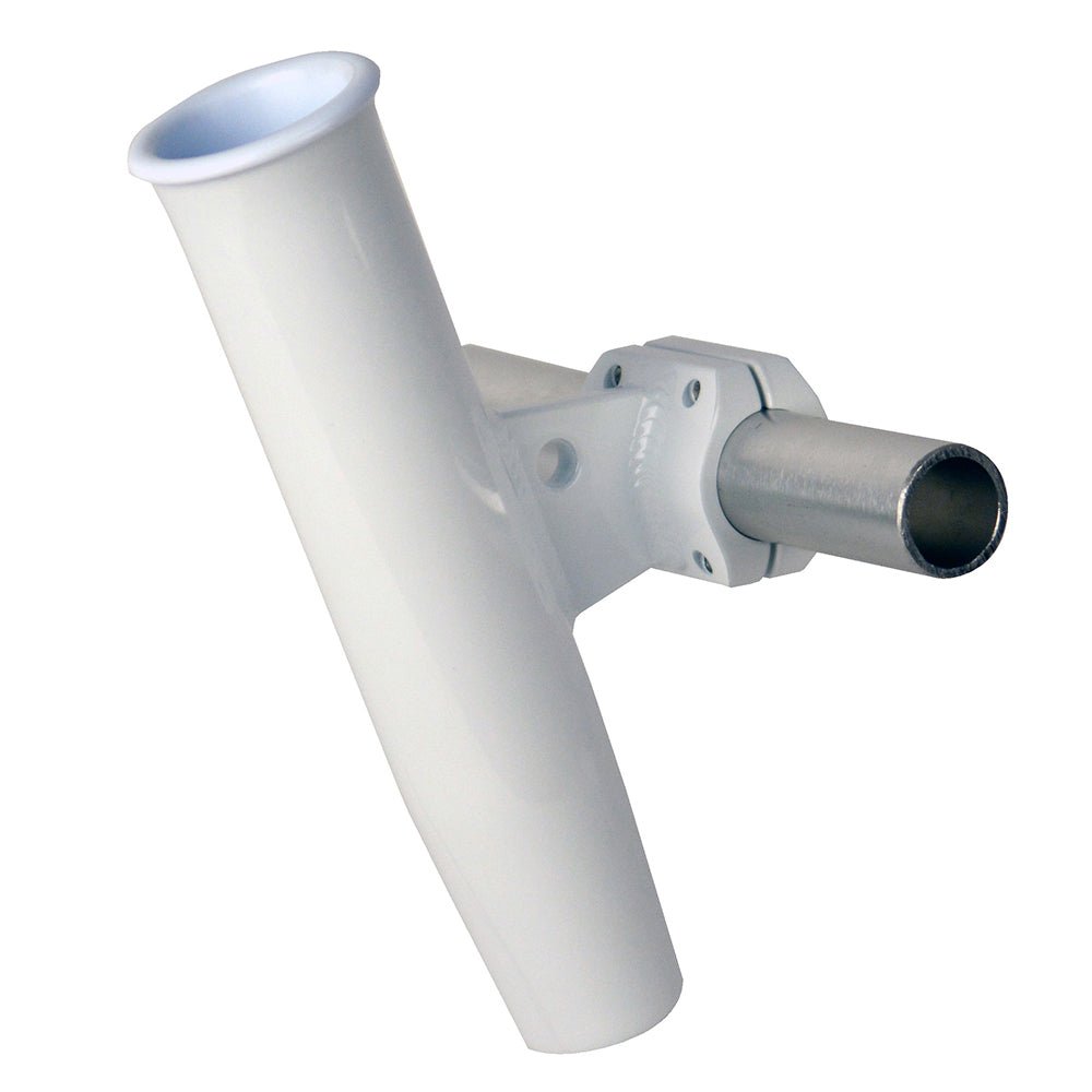 C. E. Smith Aluminum Horizontal Clamp-On Rod Holder 1-5/16" OD White - Powdercoat w/Sleeve [53711] - Houseboatparts.com