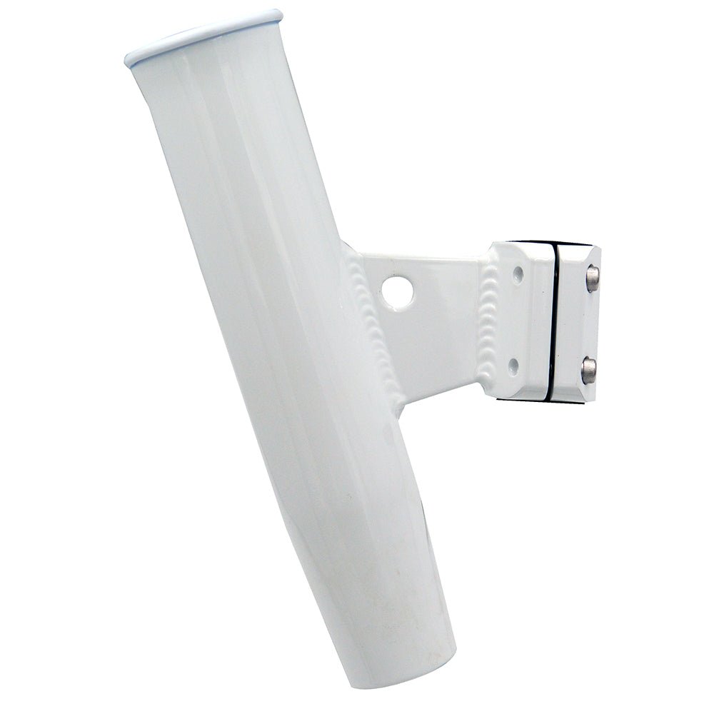 C.E. Smith Aluminum Vertical Clamp-On Rod Holder 1-5/16" OD White Powdercoat w/Sleeve [53716] - Houseboatparts.com