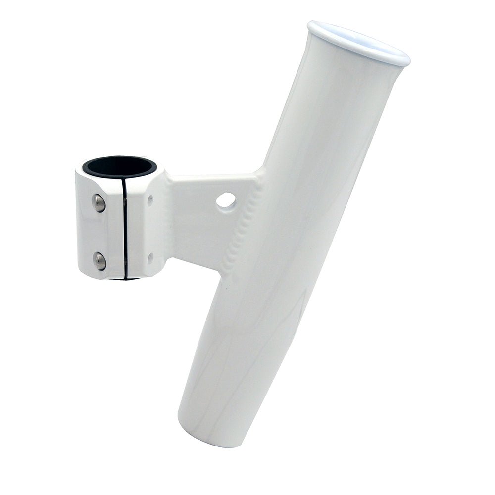 C.E. Smith Aluminum Vertical Clamp-On Rod Holder 1-2/3" OD White Powdercoat w/Sleeve [53726] - Houseboatparts.com