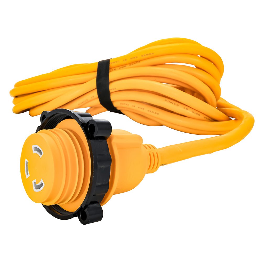 Camco 30 Amp Power Grip Marine Extension Cord - 50 M-Locking/F-Locking Adapter [55613] - Houseboatparts.com