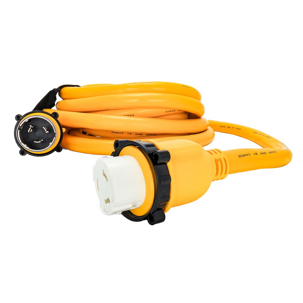 Camco 50 Amp Power Grip Marine Extension Cord - 25 M-Locking/F-Locking Adapter [55621] - Houseboatparts.com