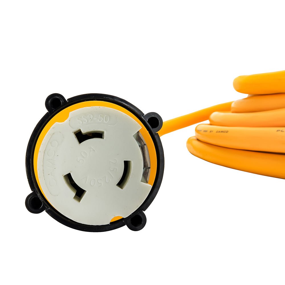 Camco 50 Amp Power Grip Marine Extension Cord - 50 M-Locking/F-Locking Adapter [55623] - Houseboatparts.com