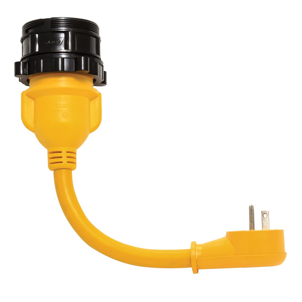 Camco PowerGrip Locking Adapter - 15A/125V Male to 30A/125V Female Locking [55635] - Houseboatparts.com