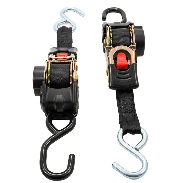 Camco Retractable Tie-Down Straps - 1" Width 6 Dual Hooks [50033] - Houseboatparts.com