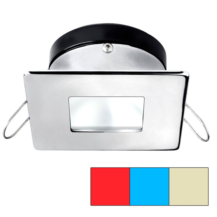 i2Systems Apeiron A1120 Spring Mount Light - Square/Square - Red, Warm White Blue - Polished Chrome [A1120Z-14HCE] - Houseboatparts.com