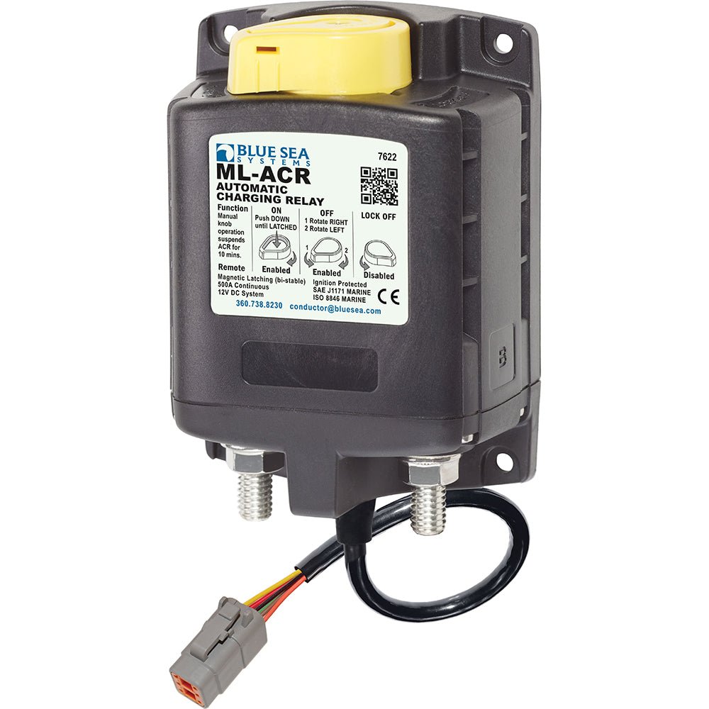 Blue Sea 7622100 ML ACR Charging Relay 12V 500A w/Manual Control Deutsch Connector [7622100] - Houseboatparts.com