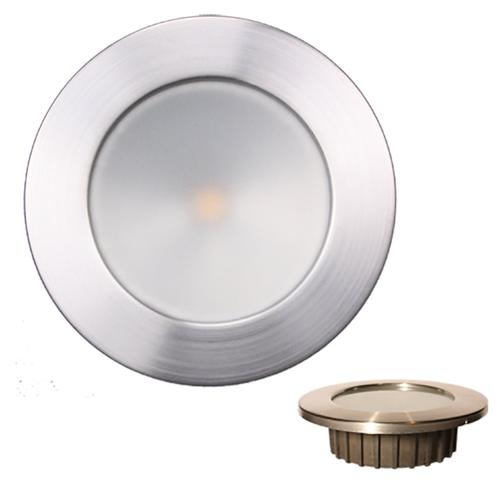 Lunasea ZERO EMI Recessed 3.5 LED Light - Warm White w/Brushed Stainless Steel Bezel - 12VDC [LLB-46WW-0A-BN] - Houseboatparts.com