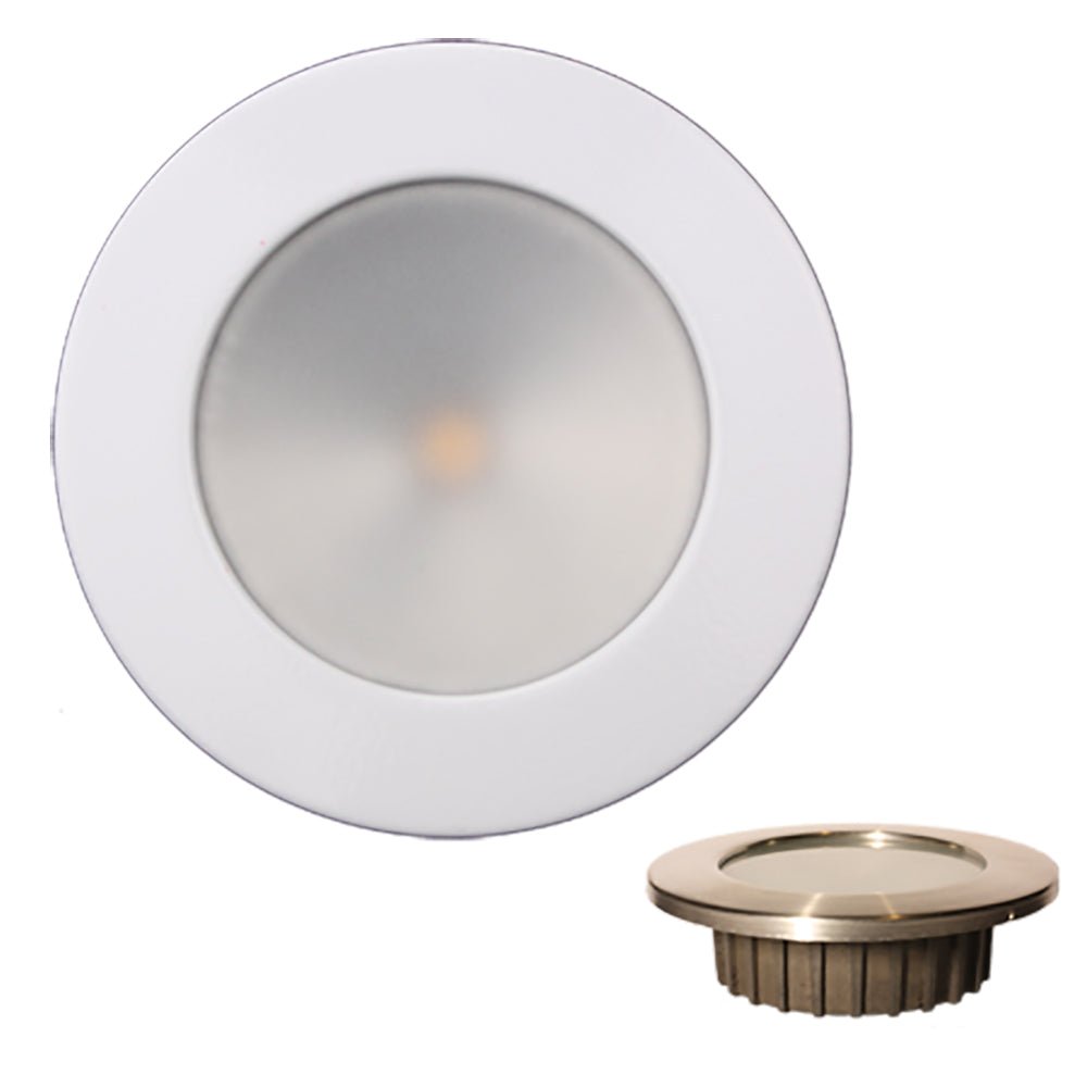 Lunasea ZERO EMI Recessed 3.5 LED Light - Warm White w/White Stainless Steel Bezel - 12VDC [LLB-46WW-0A-WH] - Houseboatparts.com