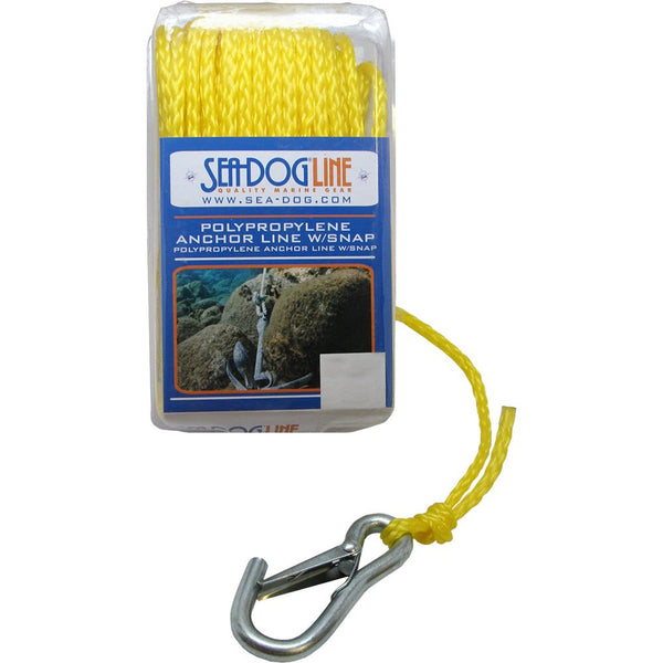Sea-Dog Poly Pro Anchor Line w/Snap - 1/4" x 100 - Yellow [304206100YW-1] - Houseboatparts.com