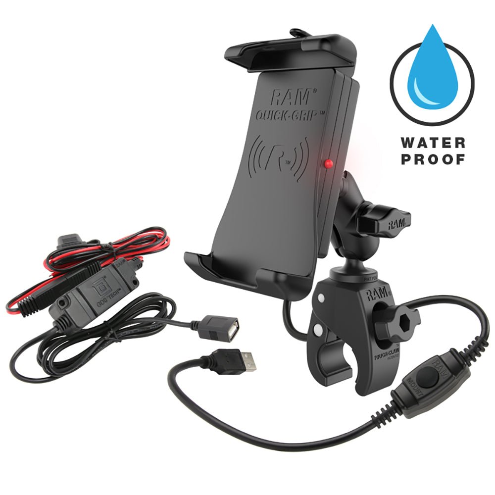 RAM Mount Quick-Grip Waterproof Wireless Charging Mount w/Tough-Claw [RAM-B-400-A-UN14W-V7M] - Houseboatparts.com
