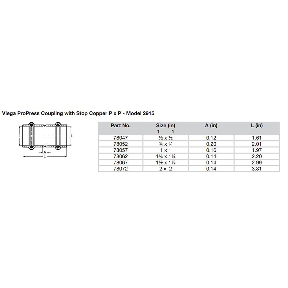 ProPress 1-1/2" Copper Coupling w/Stop - Double Press Connection - Smart Connect Technology [78067] - Houseboatparts.com