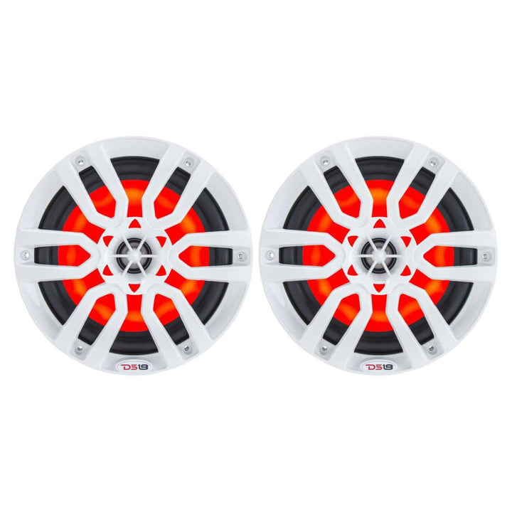 DS18 HYDRO 6.5" 2-Way Marine Speakers w/RGB LED Lights 300W - White [NXL-6] - Houseboatparts.com