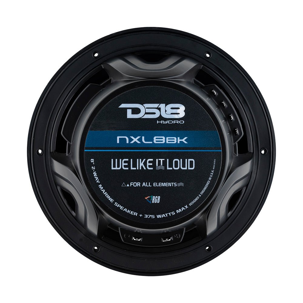 DS18 HYDRO 8" 2-Way Marine Speakers w/RGB LED Lights 375W - Matte Black [NXL-8BK] - Houseboatparts.com