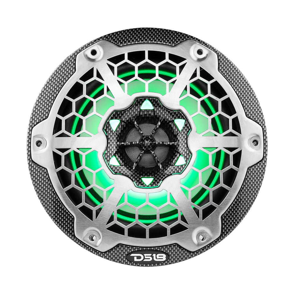 DS18 HYDRO 6.5" 2-Way Marine Speakers w/RGB LED Lights 375W - Black Carbon Fiber [CF-65] - Houseboatparts.com