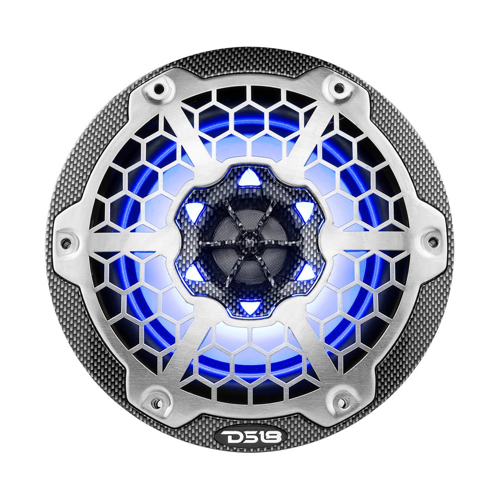 DS18 HYDRO 6.5" 2-Way Marine Speakers w/RGB LED Lights 375W - Black Carbon Fiber [CF-65] - Houseboatparts.com