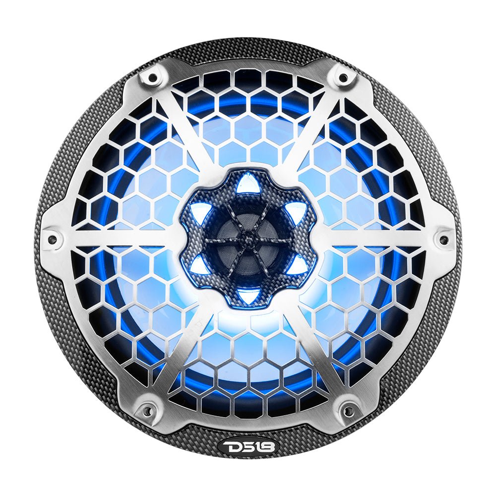 DS18 HYDRO 8" 2-Way Marine Speakers w/RGB LED Lights 450W - Black Carbon Fiber [CF-8] - Houseboatparts.com