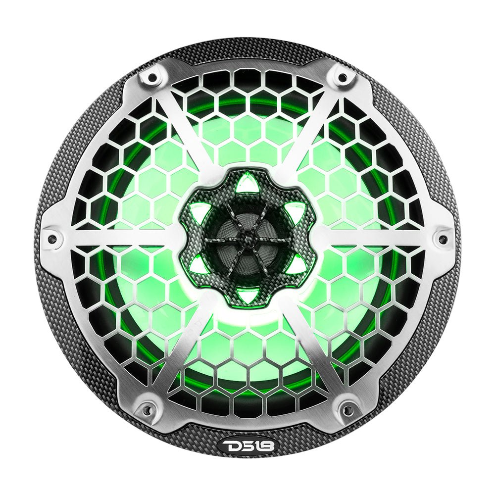 DS18 HYDRO 8" 2-Way Marine Speakers w/RGB LED Lights 450W - Black Carbon Fiber [CF-8] - Houseboatparts.com