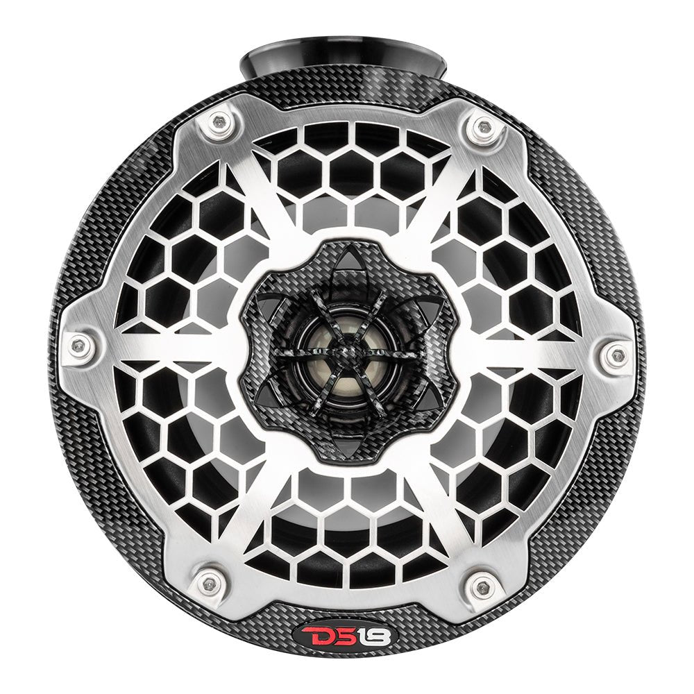 DS18 HYDRO 6.5" Compact Wakeboard Pod Tower Speaker w/RGB LED Lights - 375W - Black Carbon Fiber [CF-PS6] - Houseboatparts.com